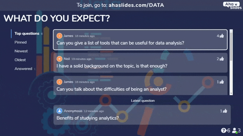 Slide de compartilhamento de expectativas