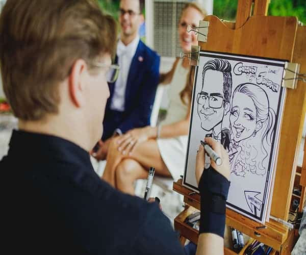 Caricature Painter is another great way to entertain your guests at the wedding reception