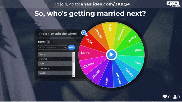 Wheel for Wedding Quiz