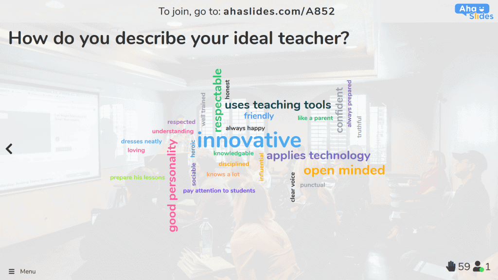 Word cloud rating the features students want in their teachers