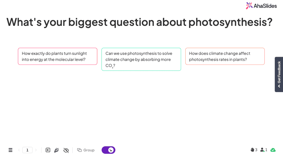 ahaslides open ended poll example in the classroom