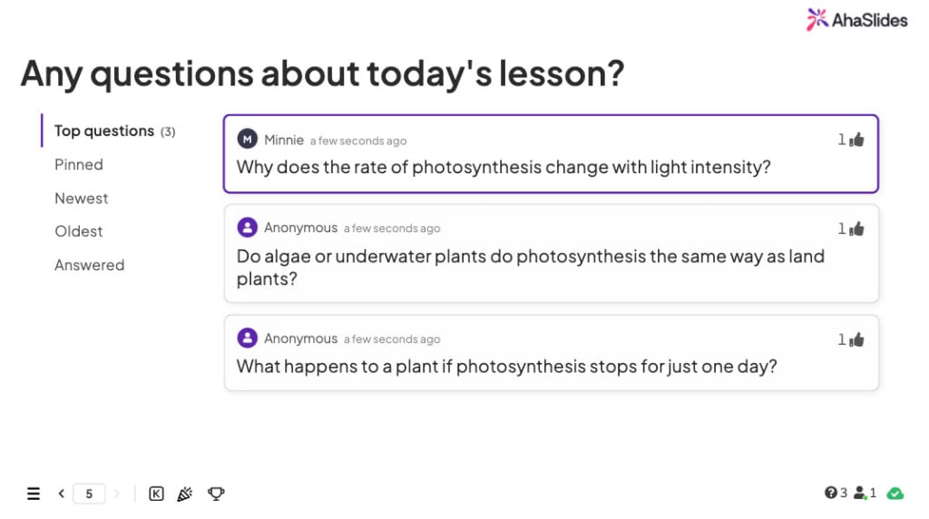 a Q&A slide for the classroom