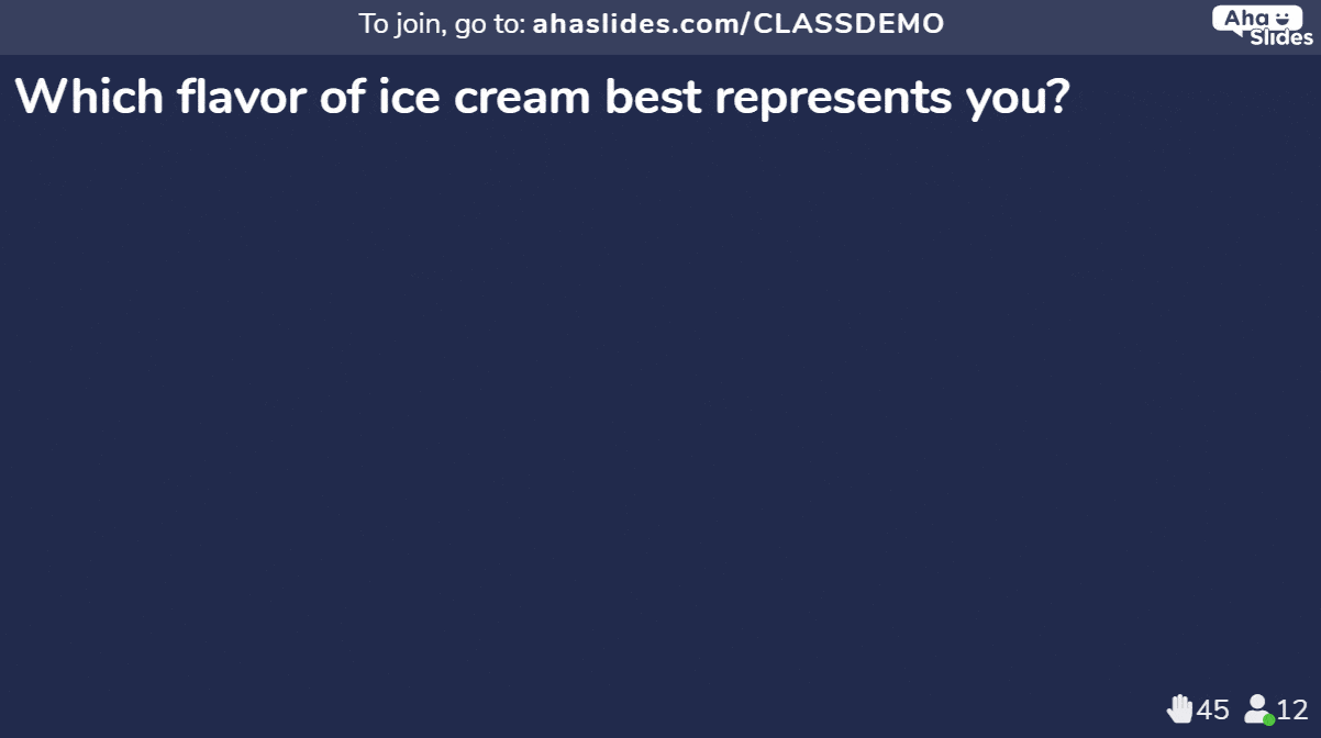Gebruik de live word cloud-polls van AhaSlides om het ijs te breken en uw klaslokaal interactief te maken