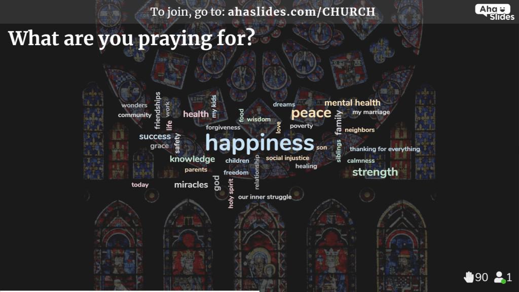 Transmissão online interativa do serviço da igreja