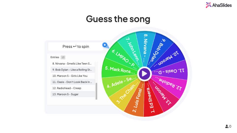 guess the song spinner wheel