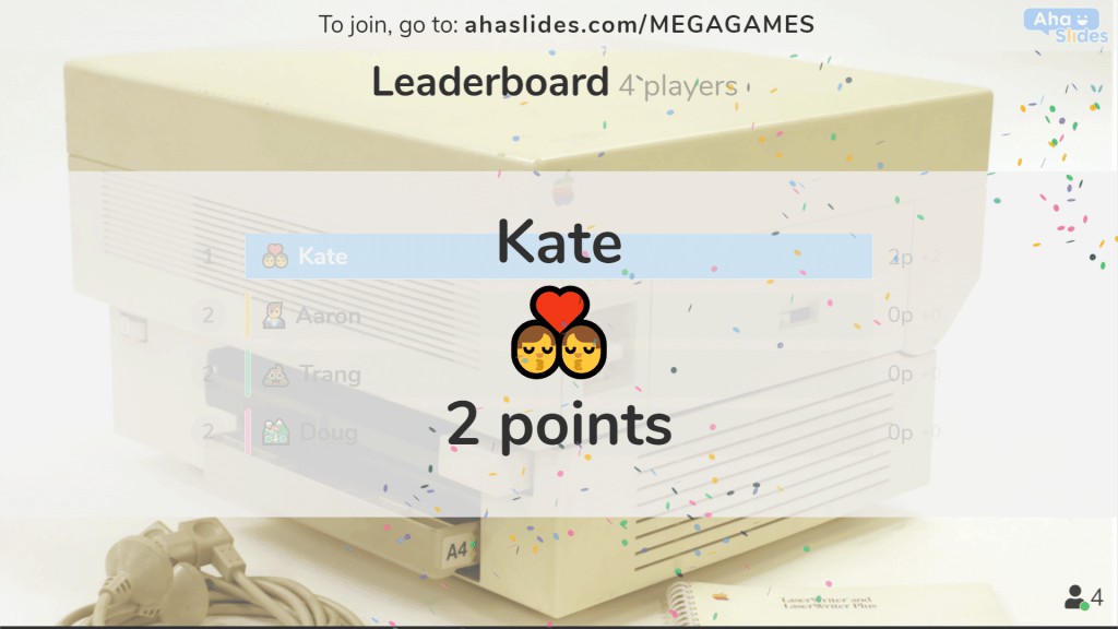 A leaderboard for a game of Picture Zoom on AhaSlides