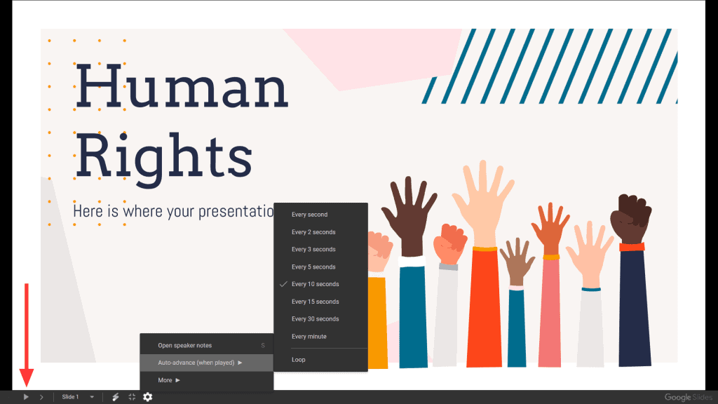 Auto-advancing a slide on your interactive Google Slides presentation.