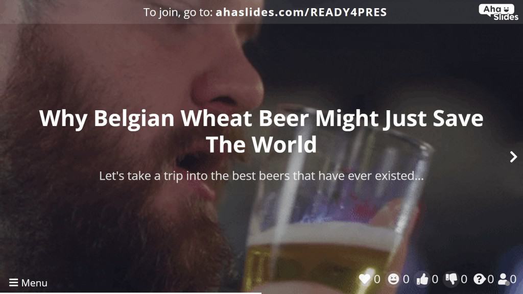 Una fiesta de PowerPoint como parte de una degustación de cerveza virtual en AhaSlides