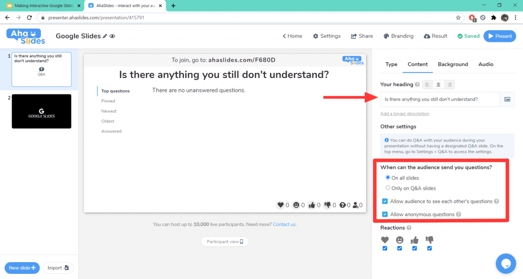 como fazer uma apresentação interativa no Apresentações Google