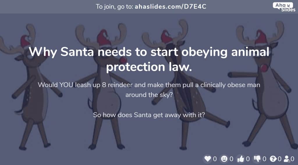 Präsentieren Sie mit AhaSlides eine virtuelle Weihnachtsfeier