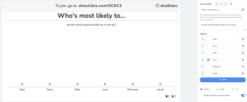 ahaslides'te çoktan seçmeli sınav