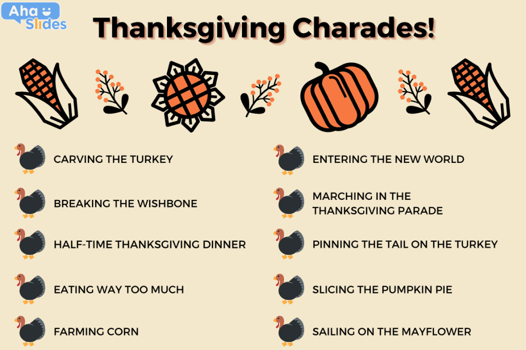 In list foar Thanksgiving-charades