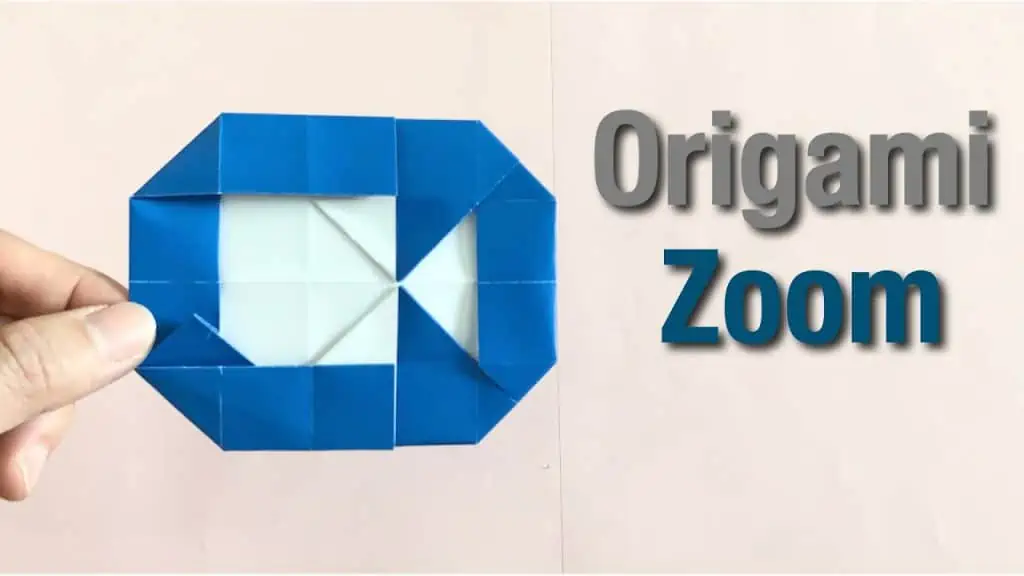 Zoom-aren logotipoa origami bidez egina
