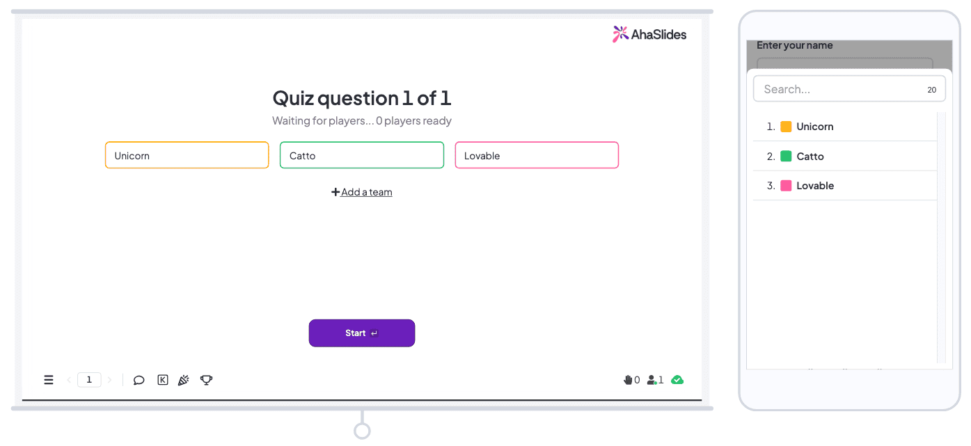 teamplay quiz from ahaslides