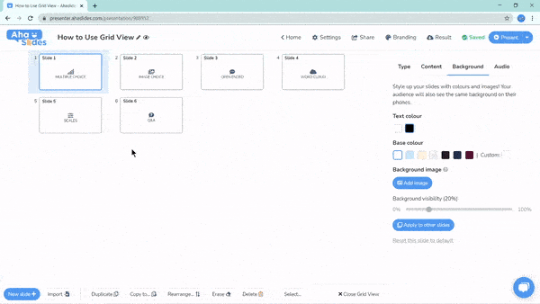 Copying multiple slides to other presentations on AhaSlides