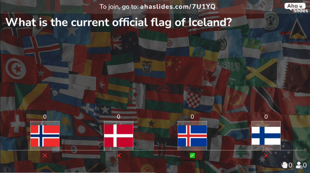 a picture of a flag quiz being held on AhaSlides