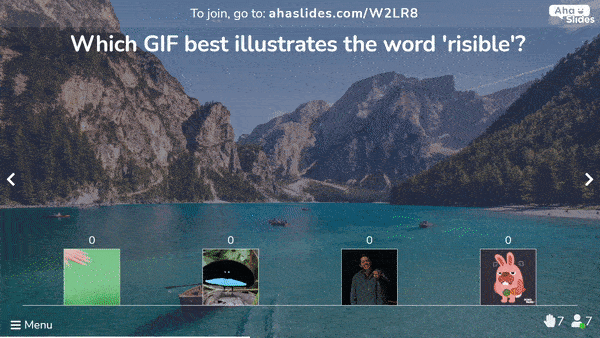 Egy GIF-kérdés az egyik legnépszerűbb online kvízkészítőnél, az AhaSlidesnél.