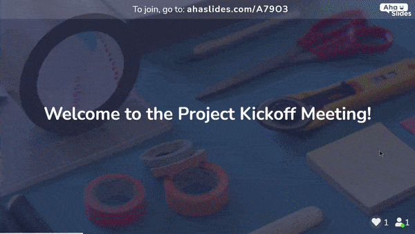 Gebruik de AhaSlides-sjabloon voor de perfecte kickoff-bijeenkomst voor een project.