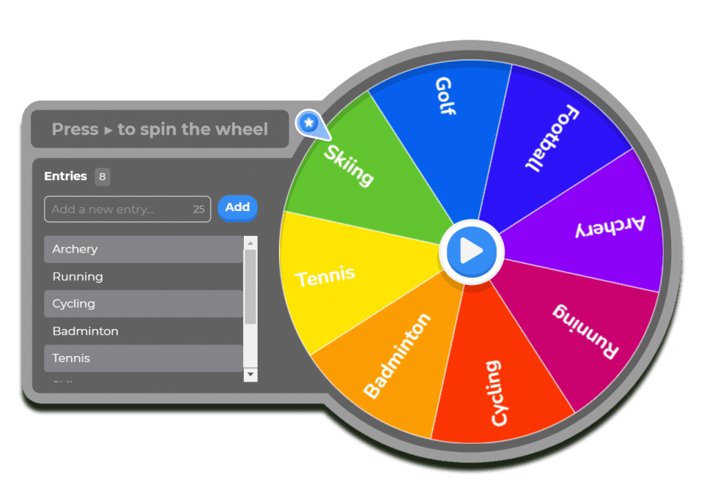 The AhaSlides spinner wheel in dark mode.