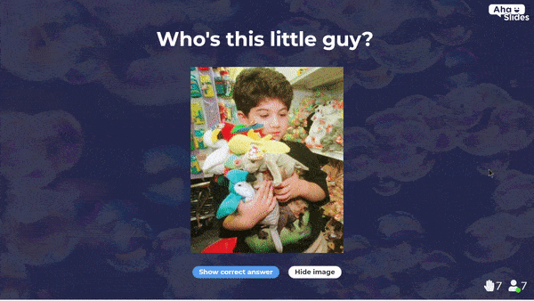 Baby Pictures as a 5-minute team building activity using AhaSlides software.