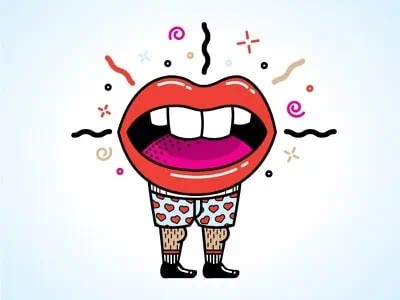 Një ilustrim i idiomës 'gjithë gojë dhe pa pantallona'.