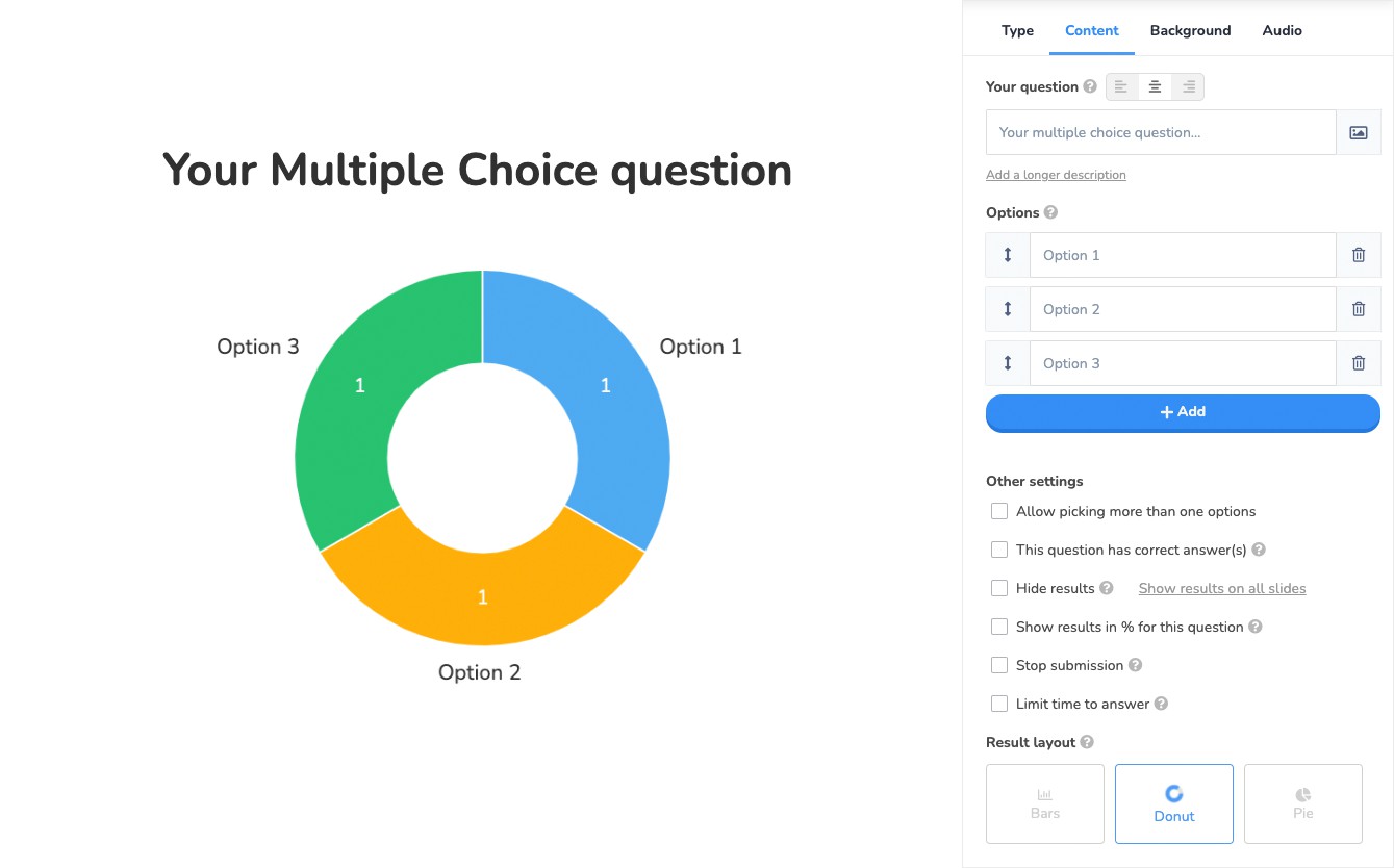 Screenshot of the AhaSlides presentation editor