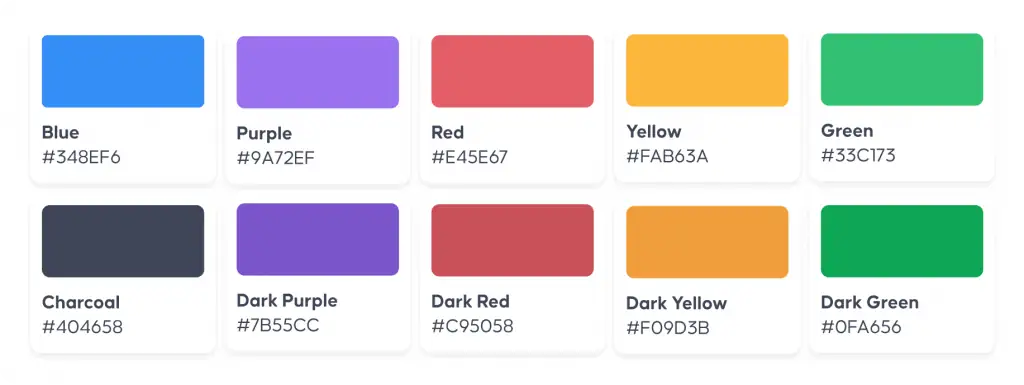 A paleta de cores da nova marca de AhaSlides