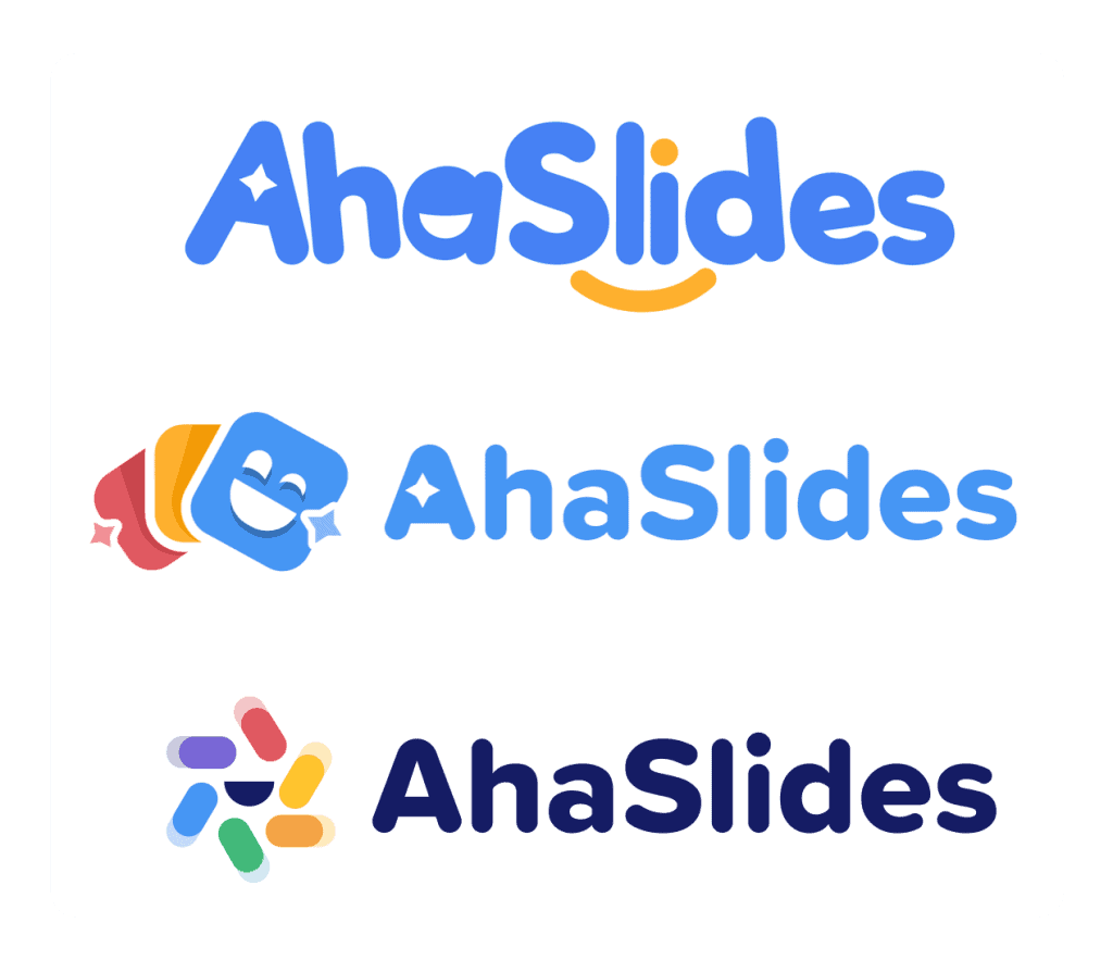 Old iterations of the new AhaSlides logo