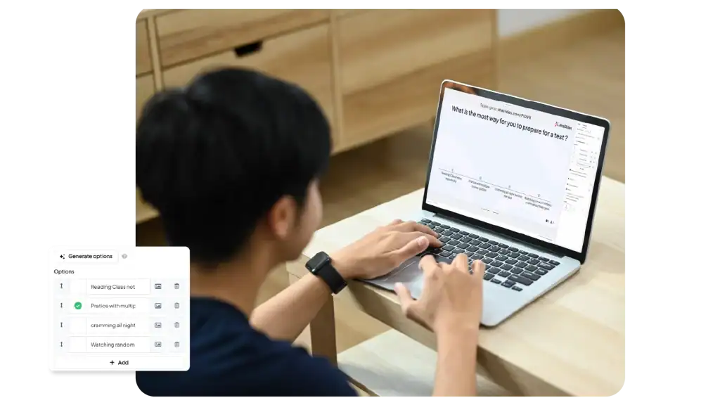 студент проводить вікторину на ahaslides