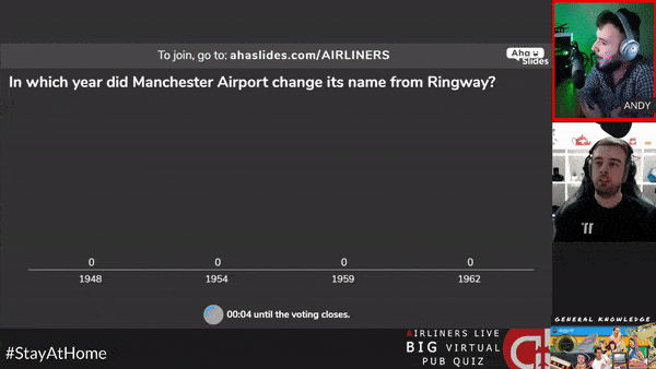 Een GIF van een Zoom-quiz georganiseerd door Airliners Live | online trivia-spellen voor zoom