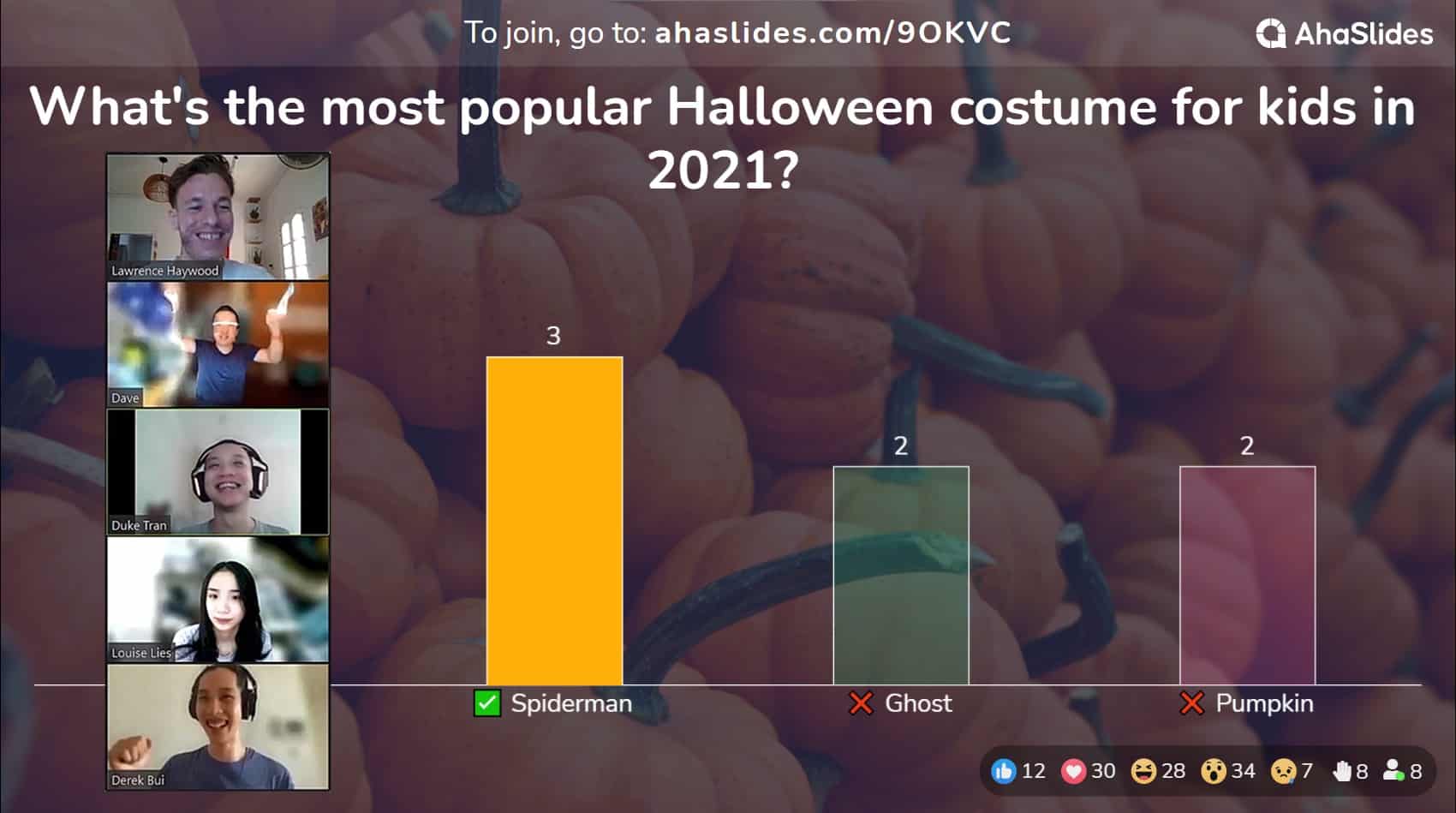 A question from the halloween quiz on AhaSlides free quiz software