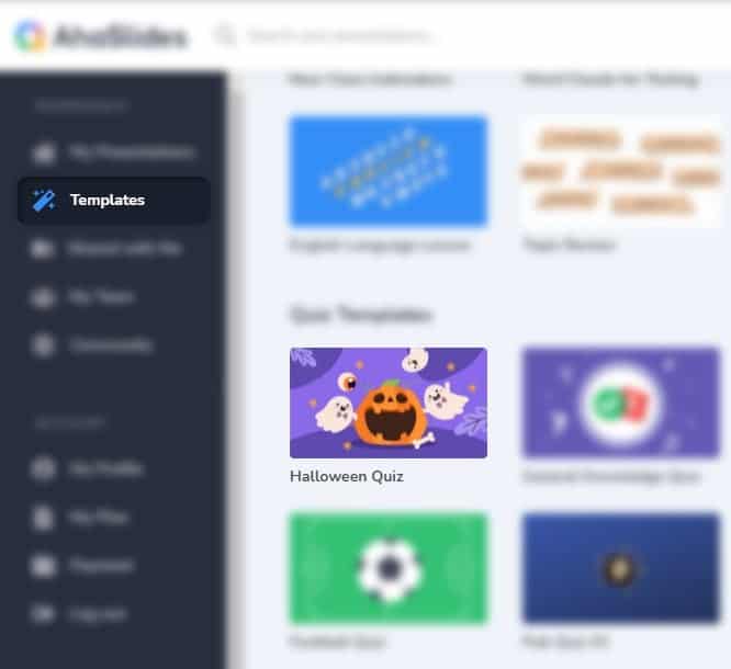 AhaSlides Halloween quiz in the template library