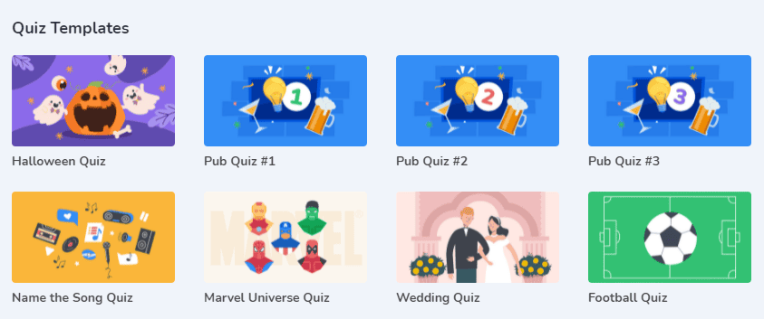 Free Zoom quiz templates for users of AhaSlides