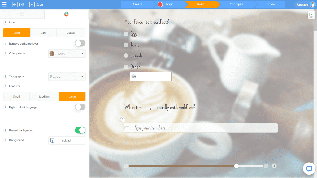 The design interface of SurveyLegend - one of the best free alternatives to Google Forms