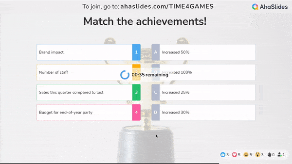 AhaSlides match the pair - interactive activity for presentation