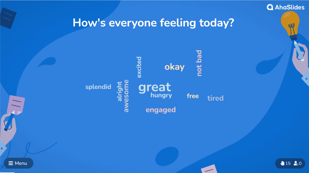 La plate-forme de nuage de mots AhaSlides peut être utilisée pour poser des questions ouvertes efficaces