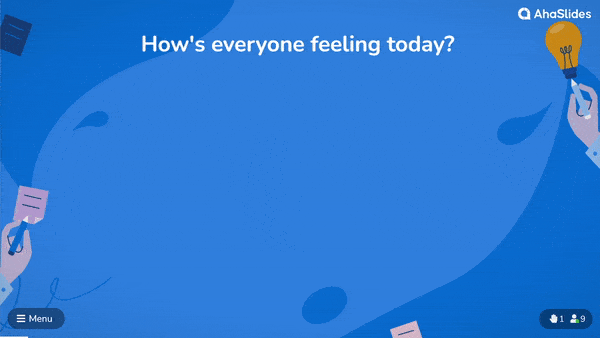 صورة GIF للردود على سحابة كلمات حية مع السؤال "كيف حال الجميع اليوم"؟