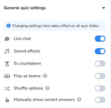 general quiz settings