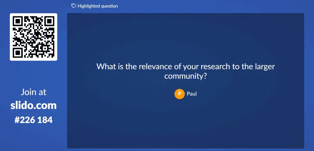 צילום מסך של שאלה שנשאלה ב-Slido, אחת מאפליקציות השאלות והתשובות הטובות ביותר