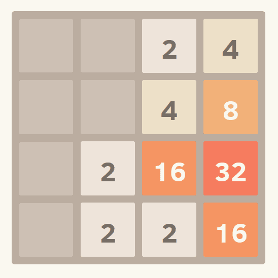Screenshot of the puzzle game 2048