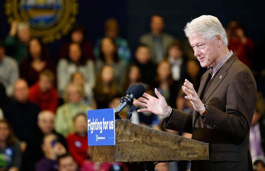 Bill Clinton giving a speech at an election rally.