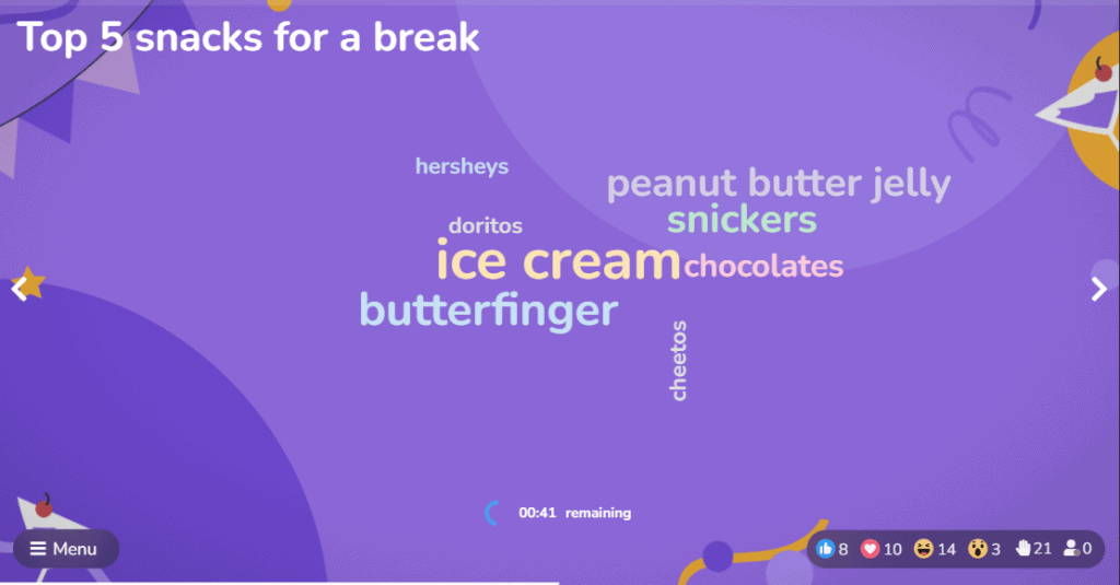 An image of an interactive live word cloud on AhaSlides
