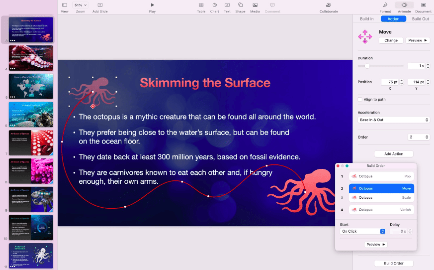 screenshot of Keynote presentation layout