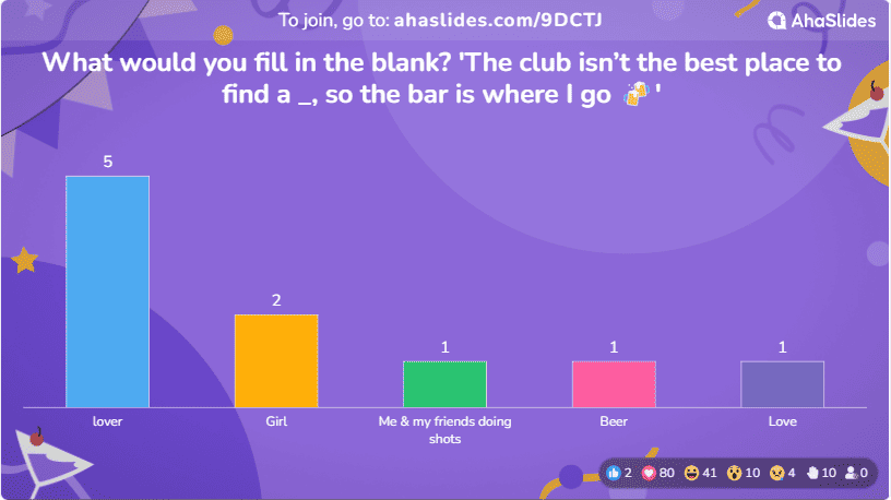 Open-ended quiz question on AhaSlides