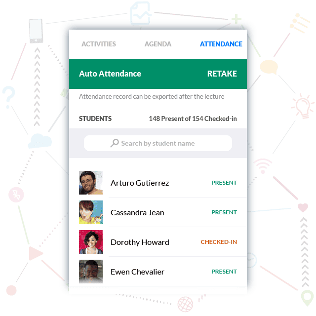 A screenshot of the attendance check on Acadly - one of the top classroom response systems