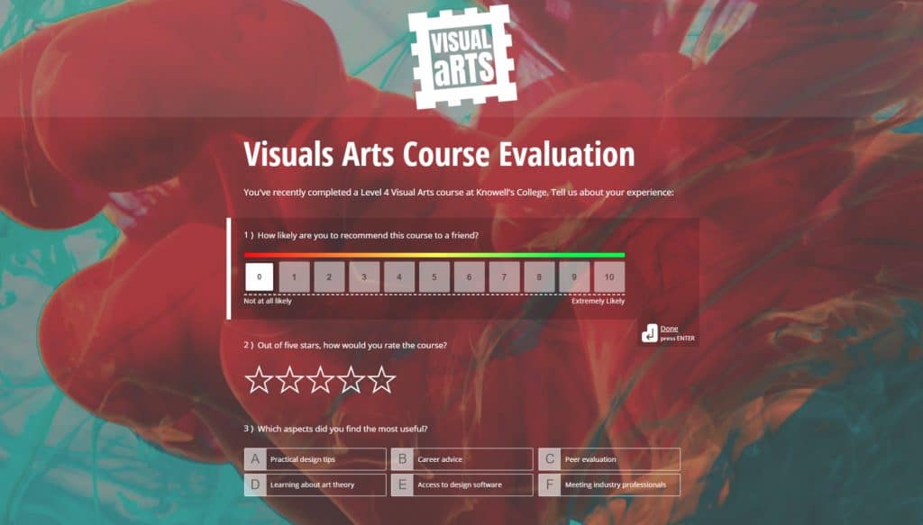 a course evalutation form from Free Online Surveys.