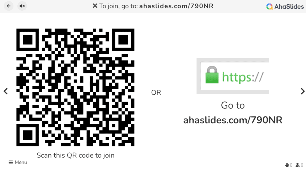 An image of the access link to join the presentation on AhaSlides