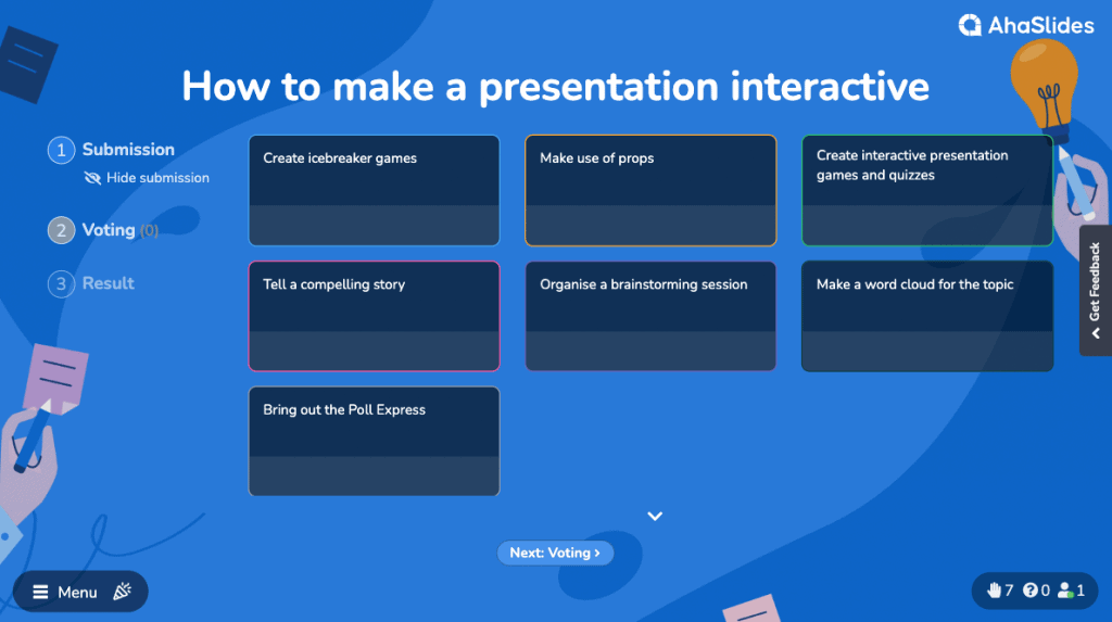 How to make a presentation interactive | presenting on AhaSlides brainstorming platform