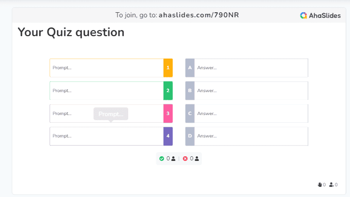 An image of a match the pair quiz template on AhaSlides