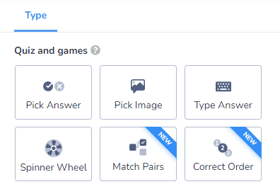 AhaSlides ನಲ್ಲಿ ರಸಪ್ರಶ್ನೆ ಮತ್ತು ಆಟಗಳ ಸ್ಲೈಡ್‌ಗಳ ಚಿತ್ರ